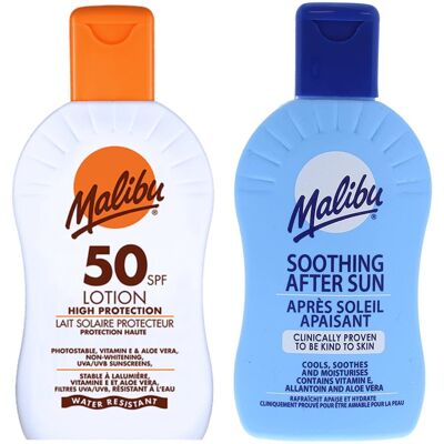 Malibu SPF50 Wodoodporny Balsam 200ml + Balsam Po Opalaniu 200ml Malibu SPF50 Wodoodporny Balsam 200ml + Balsam Po Opalaniu 200ml