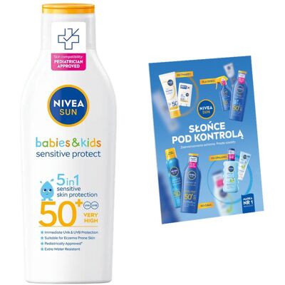 NIVEA SUN BABIES& KIDS Balsam dla dzieci od 6r.ż filtr SPF50 200ml +Kartka NIVEA SUN BABIES& KIDS Balsam dla dzieci od 6r.ż filtr SPF50 200ml +Kartka