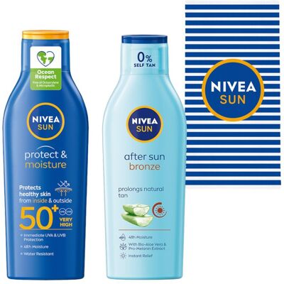 NIVEA SUN Balsam po opalaniu 200ml+ Balsam przeciwsłoneczny 200ml+ GRATIS NIVEA SUN Balsam po opalaniu 200ml+ Balsam przeciwsłoneczny 200ml+ GRATIS