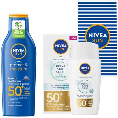 NIVEA SUN Balsam przeciwsłoneczny 200ml+ Fluid do twarzy SPF50+ GRATIS NIVEA SUN Balsam przeciwsłoneczny 200ml+ Fluid do twarzy SPF50+ GRATIS