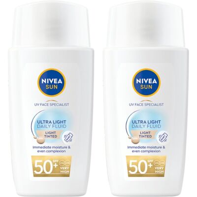 NIVEA SUN Fluid podkład przeciwsłoneczny do twarzy SPF50 - jasny 40ml x2 NIVEA SUN Fluid podkład przeciwsłoneczny do twarzy SPF50 - jasny 40ml x2