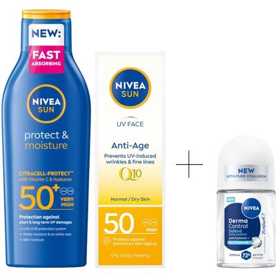 NIVEA SUN Zestaw Balsam do opalania SPF50+ Krem do twarzy SPF50+ GRATIS NIVEA SUN Zestaw Balsam do opalania SPF50+ Krem do twarzy SPF50+ GRATIS