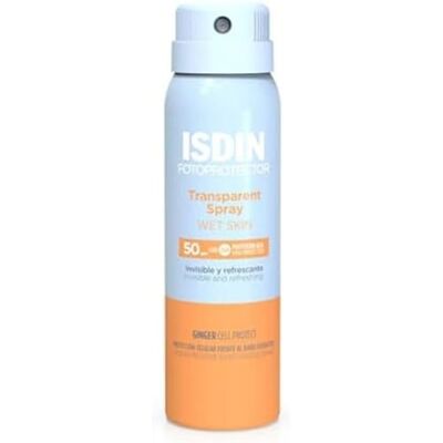 Przezroczysty spray SPF50+ do mokrej skóry Isdin - Ochrona słoneczna Przezroczysty spray SPF50+ do mokrej skóry Isdin - Ochrona słoneczna