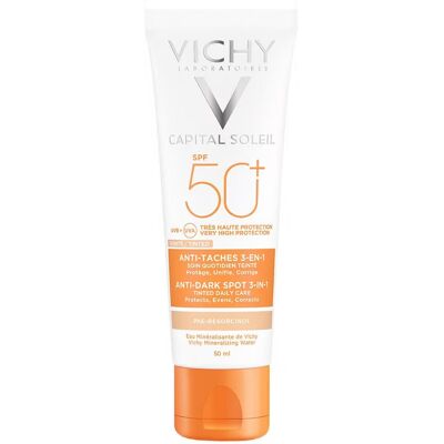 Vichy 3 w 1 Tinted Anti-Dark Spots Care SPF 50+ Krem przeciwsłoneczny (50ml) Vichy 3 w 1 Tinted Anti-Dark Spots Care SPF 50+ Krem przeciwsłoneczny (50ml)