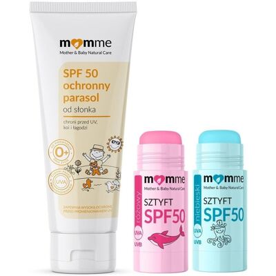 ZESTAW 3w1 SZTYFTY I KREM Z FILTREM UV SPF 50 MOMME ZESTAW 3w1 SZTYFTY I KREM Z FILTREM UV SPF 50 MOMME