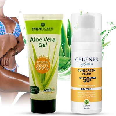 Zestaw do opalania Krem przeciwsłoneczny do opalania SPF 50+ żel aloes 99% Zestaw do opalania Krem przeciwsłoneczny do opalania SPF 50+ żel aloes 99%