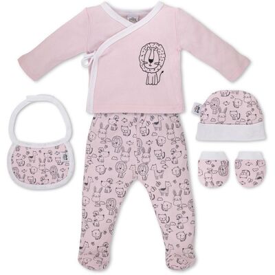 Interbaby Zestaw Nowordoka 5 Szt.Różowy Zwierzęta Koszulka Spodnie Rękawice Śliniak 0-6 Miesięcy Wyprawka Interbaby Zestaw Nowordoka 5 Szt.Różowy Zwierzęta Koszulka Spodnie Rękawice Śliniak 0-6 Miesięcy Wyprawka