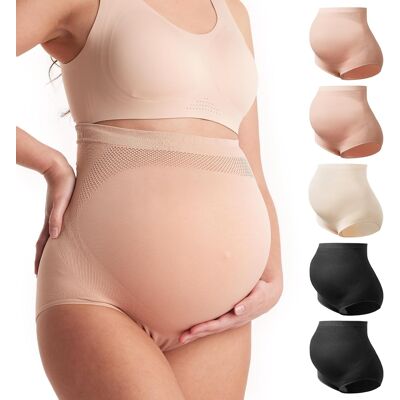 MomCozy Bielizna Ciążowa Wysoka Talia 5 Szt Bezszwowa Miękka Over-Brzuch MomCozy Bielizna Ciążowa Wysoka Talia 5 Szt Bezszwowa Miękka Over-Brzuch