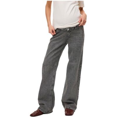 Dżinsy ciążowe VERO MODA z opaską szerokie nogawki szary denim L Dżinsy ciążowe VERO MODA z opaską szerokie nogawki szary denim L