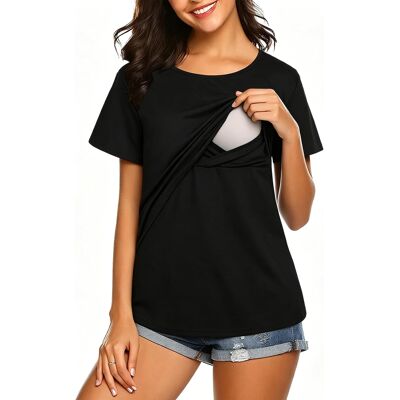 Inny producent Koszulka Do Karmienia Bawełniana Letnia Krótki Rękaw Xl-Xxl / Czarny - Warstwowy Design Inny producent Koszulka Do Karmienia Bawełniana Letnia Krótki Rękaw Xl-Xxl / Czarny - Warstwowy Design