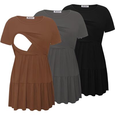 Inny producent Koszulki do karmienia 3-pak krótki rękaw dekolt w serek dla mam rozmiar M Inny producent Koszulki do karmienia 3-pak krótki rękaw dekolt w serek dla mam rozmiar M