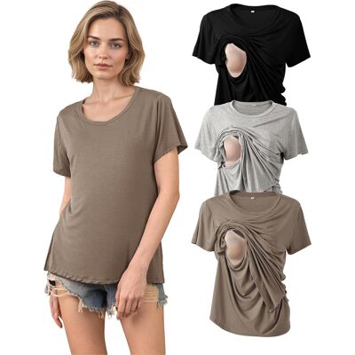 Inny producent Koszulki do karmienia 3 sztuki krótki rękaw rozmiar M moda ciążowa Inny producent Koszulki do karmienia 3 sztuki krótki rękaw rozmiar M moda ciążowa