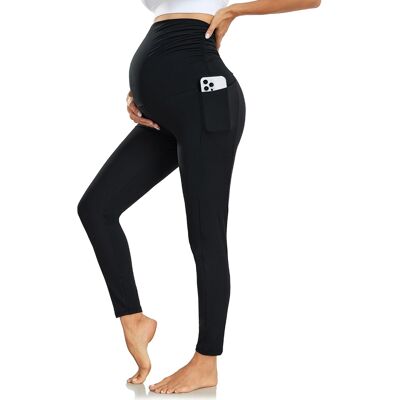 Inny producent Legginsy ciążowe z wysokim stanem i kieszeniami czarne elastyczne rozmiar L Inny producent Legginsy ciążowe z wysokim stanem i kieszeniami czarne elastyczne rozmiar L