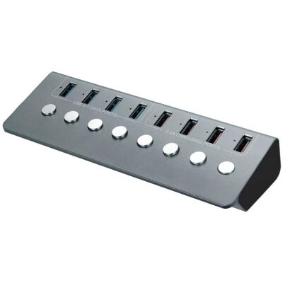 Inny producent Hub USB 4x 3.0 + 4 ładujące porty 8 portów aluminiowy rozgałęźnik Inny producent Hub USB 4x 3.0 + 4 ładujące porty 8 portów aluminiowy rozgałęźnik