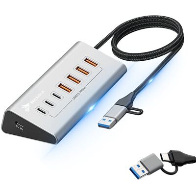 HUB USB AKTYWNY 7 PORTÓW USB 3.2 10Gbps ROZDZIELACZ ROZGAŁĘŹNIK 7w1 USB-C REAGLE HUB USB AKTYWNY 7 PORTÓW USB 3.2 10Gbps ROZDZIELACZ ROZGAŁĘŹNIK 7w1 USB-C REAGLE