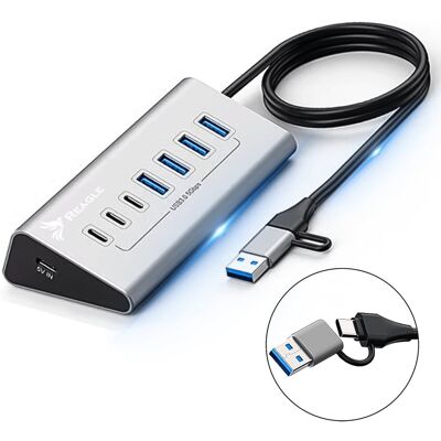 HUB USB AKTYWNY 7 PORTÓW USB 3.2 ROZDZIELACZ ROZGAŁĘŹNIK 7w1 USB-C DO 36W REAGLE HUB USB AKTYWNY 7 PORTÓW USB 3.2 ROZDZIELACZ ROZGAŁĘŹNIK 7w1 USB-C DO 36W REAGLE