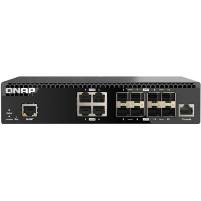 Qnap QSW-M3212R-8S4T 12-portowy przełącznik 8x 10GbE SFP+, 4x 10GbE RJ45, 1 x 1GbE do zarządzania Qnap QSW-M3212R-8S4T 12-portowy przełącznik 8x 10GbE SFP+, 4x 10GbE RJ45, 1 x 1GbE do zarządzania
