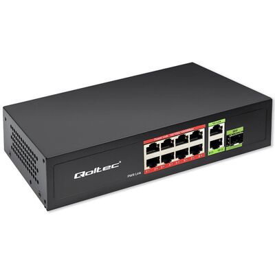 Qoltec Przełącznik sieciowy SWITCH FAST Ethernet PoE 8x RJ45 PoE 2x RJ45 Uplink 1x SFP 120W 1000 Mb Qoltec Przełącznik sieciowy SWITCH FAST Ethernet PoE 8x RJ45 PoE 2x RJ45 Uplink 1x SFP 120W 1000 Mb
