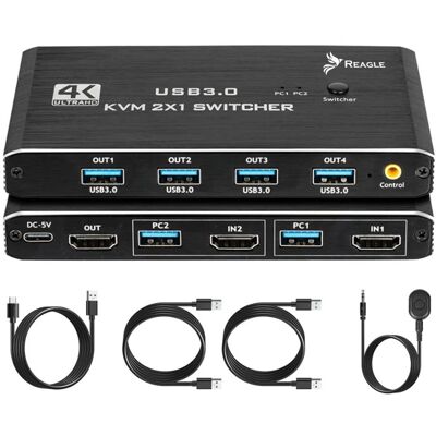 REAGLE SWITCH HDMI PRZEŁĄCZNIK KVM 4K 60Hz 2X1 HDMI 2.0 4x USB 3.0 HDCP 2.2 REAGLE SWITCH HDMI PRZEŁĄCZNIK KVM 4K 60Hz 2X1 HDMI 2.0 4x USB 3.0 HDCP 2.2