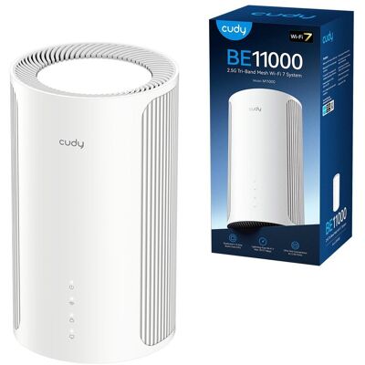 ROUTER MESH WIFI 7 CUDY M11000 BE11000 TRIBAND 2.5G GIGABIT VPN BIAŁY ROUTER MESH WIFI 7 CUDY M11000 BE11000 TRIBAND 2.5G GIGABIT VPN BIAŁY