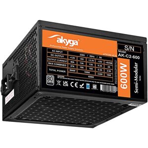 Akyga Zasilacz pół-modularny ATX AK-C2-600 600W Akyga Zasilacz pół-modularny ATX AK-C2-600 600W