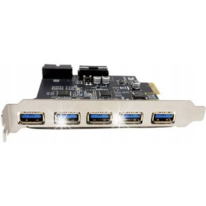 Inny producent Karta adapter do komputera PC PCI PCIe 1X na 5x USB-A USB 3.0 3.1 do 5Gbps Inny producent Karta adapter do komputera PC PCI PCIe 1X na 5x USB-A USB 3.0 3.1 do 5Gbps