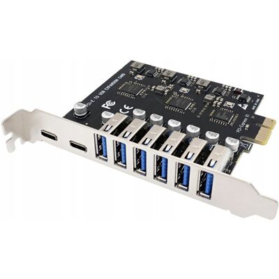 Inny producent Karta adapter do komputera PCI PCIe 1X na 8x USB (6A+2C) 5Gbps Gen2 Inny producent Karta adapter do komputera PCI PCIe 1X na 8x USB (6A+2C) 5Gbps Gen2