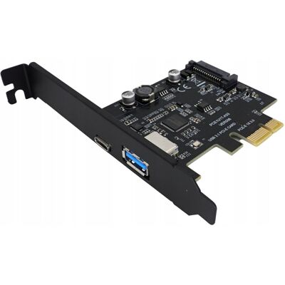 Inny producent Karta adapter do komputera PCI PCIe 1X na USB A + C 3.1 Gen2 10Gbps Inny producent Karta adapter do komputera PCI PCIe 1X na USB A + C 3.1 Gen2 10Gbps