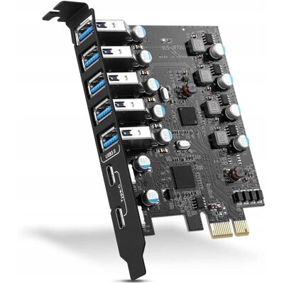 Inny producent 7-portowa karta rozszerzeń PCI-E do USB 3.0 (2 x USB-C - 5 x USB-A) Inny producent 7-portowa karta rozszerzeń PCI-E do USB 3.0 (2 x USB-C - 5 x USB-A)