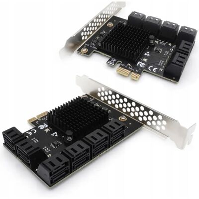 ELECTRONICA 4U Karta Adapter Do Komputera Pc Pci Pcie 1x Na 12x Sata 3.0 Serial Ata ELECTRONICA 4U Karta Adapter Do Komputera Pc Pci Pcie 1x Na 12x Sata 3.0 Serial Ata
