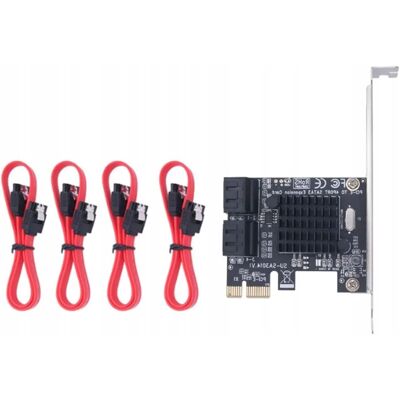 Karta Pcie Sata 4 Porty 6 Gbps Z Radiatorem I 4 Kablami Sata Karta Pcie Sata 4 Porty 6 Gbps Z Radiatorem I 4 Kablami Sata