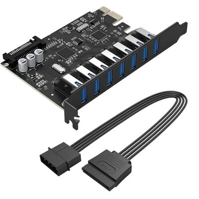 Karta Rozszerzeń Orico Pvu3 Pci-E 7x Usb 3.0 Do Komputera Stacjonarnego - Czarna Karta Rozszerzeń Orico Pvu3 Pci-E 7x Usb 3.0 Do Komputera Stacjonarnego - Czarna