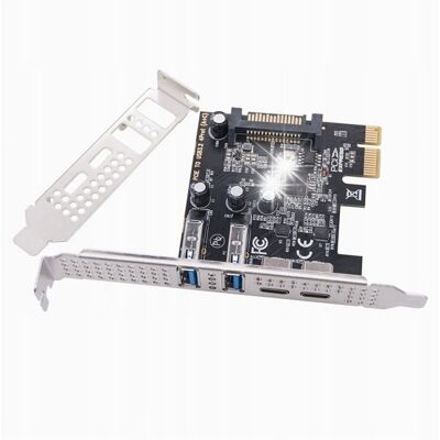 Inny producent Kontroler Adapter Karta PCI-E 1x na 2x USB-C + 2x USB3.0 USB 3.2 Gen 1 PCIe Inny producent Kontroler Adapter Karta PCI-E 1x na 2x USB-C + 2x USB3.0 USB 3.2 Gen 1 PCIe