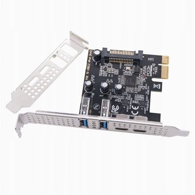 Inny producent Kontroler Adapter Karta PCI-E 1x na 2x USB-C + 2x USB3.0 USB 3.2 Gen 1 PCIe Inny producent Kontroler Adapter Karta PCI-E 1x na 2x USB-C + 2x USB3.0 USB 3.2 Gen 1 PCIe