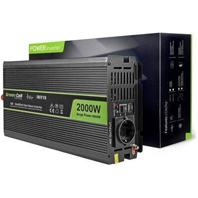 Greencell Przetwornica Green Cell, Inv10 12V-230V 2000W/4000W Modyfikowana Sinusoida Greencell Przetwornica Green Cell, Inv10 12V-230V 2000W/4000W Modyfikowana Sinusoida