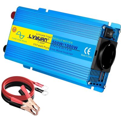 Akuku Przetwornica napięcia 12 V 230 V czysty sinus 500W 1000W falownik USB mocna Akuku Przetwornica napięcia 12 V 230 V czysty sinus 500W 1000W falownik USB mocna