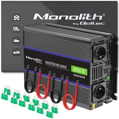 Qoltec Monolith 6000 Ms Fala napięcia - 12V do 230V - 3000/6000W - USB Qoltec Monolith 6000 Ms Fala napięcia - 12V do 230V - 3000/6000W - USB