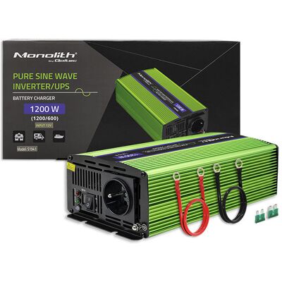 Qoltec Przetwornica Napięcia Monolith Ładowanie Baterii Ups 600w 1200w 12v Na 230v Czysty Sinus Qoltec Przetwornica Napięcia Monolith Ładowanie Baterii Ups 600w 1200w 12v Na 230v Czysty Sinus