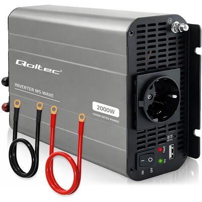 Qoltec Przetwornica Napięcia Ms Wave 12v Na 230v 1000/2000w Usb Kompatybilna Z Lifepo4 Gel Agm Qoltec Przetwornica Napięcia Ms Wave 12v Na 230v 1000/2000w Usb Kompatybilna Z Lifepo4 Gel Agm