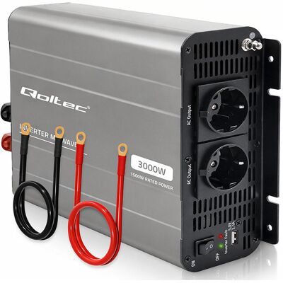 Qoltec Przetwornica Napięcia Ms Wave 12v Na 230v 1500/3000w Usb Kompatybilna Z Lifepo4 Gel Agm Qoltec Przetwornica Napięcia Ms Wave 12v Na 230v 1500/3000w Usb Kompatybilna Z Lifepo4 Gel Agm