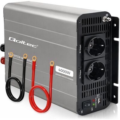 Qoltec Przetwornica Napięcia Ms Wave 12v Na 230v 2000/4000w Usb Kompatybilna Z Lifepo4 Gel Agm Qoltec Przetwornica Napięcia Ms Wave 12v Na 230v 2000/4000w Usb Kompatybilna Z Lifepo4 Gel Agm