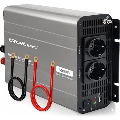 Qoltec Przetwornica Napięcia Ms Wave 12v Na 230v 2500/5000w Usb Kompatybilna Z Lifepo4 Gel Agm Qoltec Przetwornica Napięcia Ms Wave 12v Na 230v 2500/5000w Usb Kompatybilna Z Lifepo4 Gel Agm