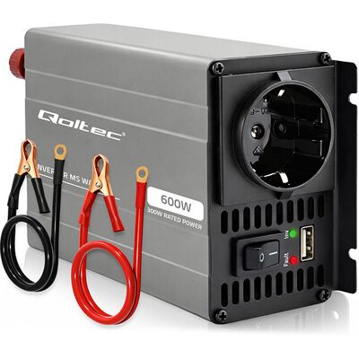 Qoltec Przetwornica Napięcia Ms Wave 12v Na 230v 300/600w Usb Kompatybilna Z Lifepo4 Gel Agm Qoltec Przetwornica Napięcia Ms Wave 12v Na 230v 300/600w Usb Kompatybilna Z Lifepo4 Gel Agm