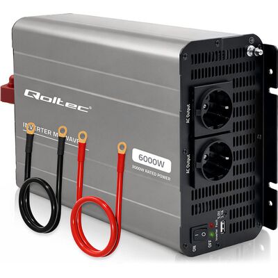Qoltec Przetwornica Napięcia Ms Wave 12v Na 230v 3000/6000w Usb Kompatybilna Z Lifepo4 Gel Agm Qoltec Przetwornica Napięcia Ms Wave 12v Na 230v 3000/6000w Usb Kompatybilna Z Lifepo4 Gel Agm