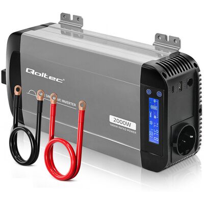 Qoltec Przetwornica Napięcia Pure Sine Wave 12v Na 230v 1000/2000w Lcd Usb Usb-C Kompatybilna Z Lifepo4 Gel Agm Qoltec Przetwornica Napięcia Pure Sine Wave 12v Na 230v 1000/2000w Lcd Usb Usb-C Kompatybilna Z Lifepo4 Gel Agm