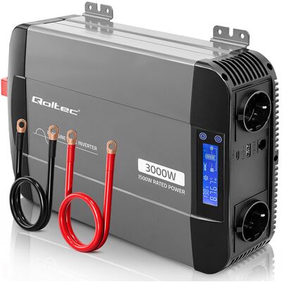 Qoltec Przetwornica Napięcia Pure Sine Wave 12v Na 230v 1500/3000w Lcd Usb Usb-C Kompatybilna Z Lifepo4 Gel Agm Qoltec Przetwornica Napięcia Pure Sine Wave 12v Na 230v 1500/3000w Lcd Usb Usb-C Kompatybilna Z Lifepo4 Gel Agm