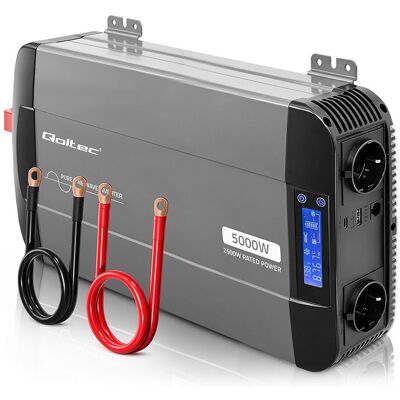 Qoltec Przetwornica Napięcia Pure Sine Wave 12v Na 230v 2500/5000w Lcd Usb Usb-C Kompatybilna Z Lifepo4 Gel Agm Qoltec Przetwornica Napięcia Pure Sine Wave 12v Na 230v 2500/5000w Lcd Usb Usb-C Kompatybilna Z Lifepo4 Gel Agm