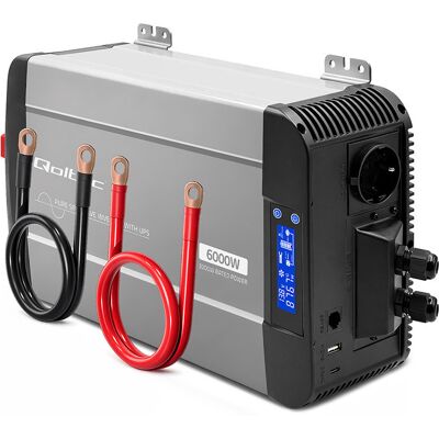Qoltec Przetwornica Napięcia Pure Sine Wave Z Ups 12v Na 230v 3000/6000w Lcd Usb Usb-C Kompatybilna Z Lifepo4 Gel Agm Qoltec Przetwornica Napięcia Pure Sine Wave Z Ups 12v Na 230v 3000/6000w Lcd Usb Usb-C Kompatybilna Z Lifepo4 Gel Agm