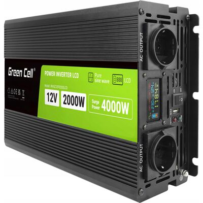 Inny producent Przetwornica Samochodowa Z Lcd 12v 2000w/4000w Sinus Green Cell / Green Cell Inny producent Przetwornica Samochodowa Z Lcd 12v 2000w/4000w Sinus Green Cell / Green Cell