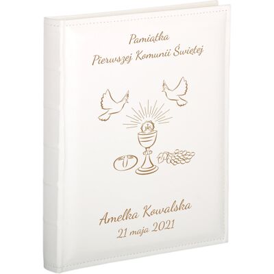 Gift House Album komunijny na zdjęcia - 13x18 - 50 zdjęć – personalizowany grawer - pamiątka I Komunii Świętej - prezent komunijny Gift House Album komunijny na zdjęcia - 13x18 - 50 zdjęć – personalizowany grawer - pamiątka I Komunii Świętej - prezent komunijny